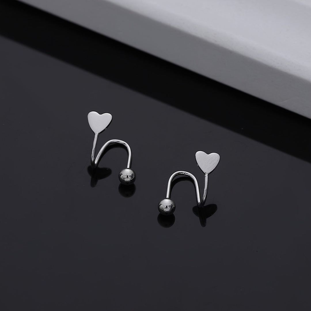 Chic Heart Screw Back Spiral Earrings
