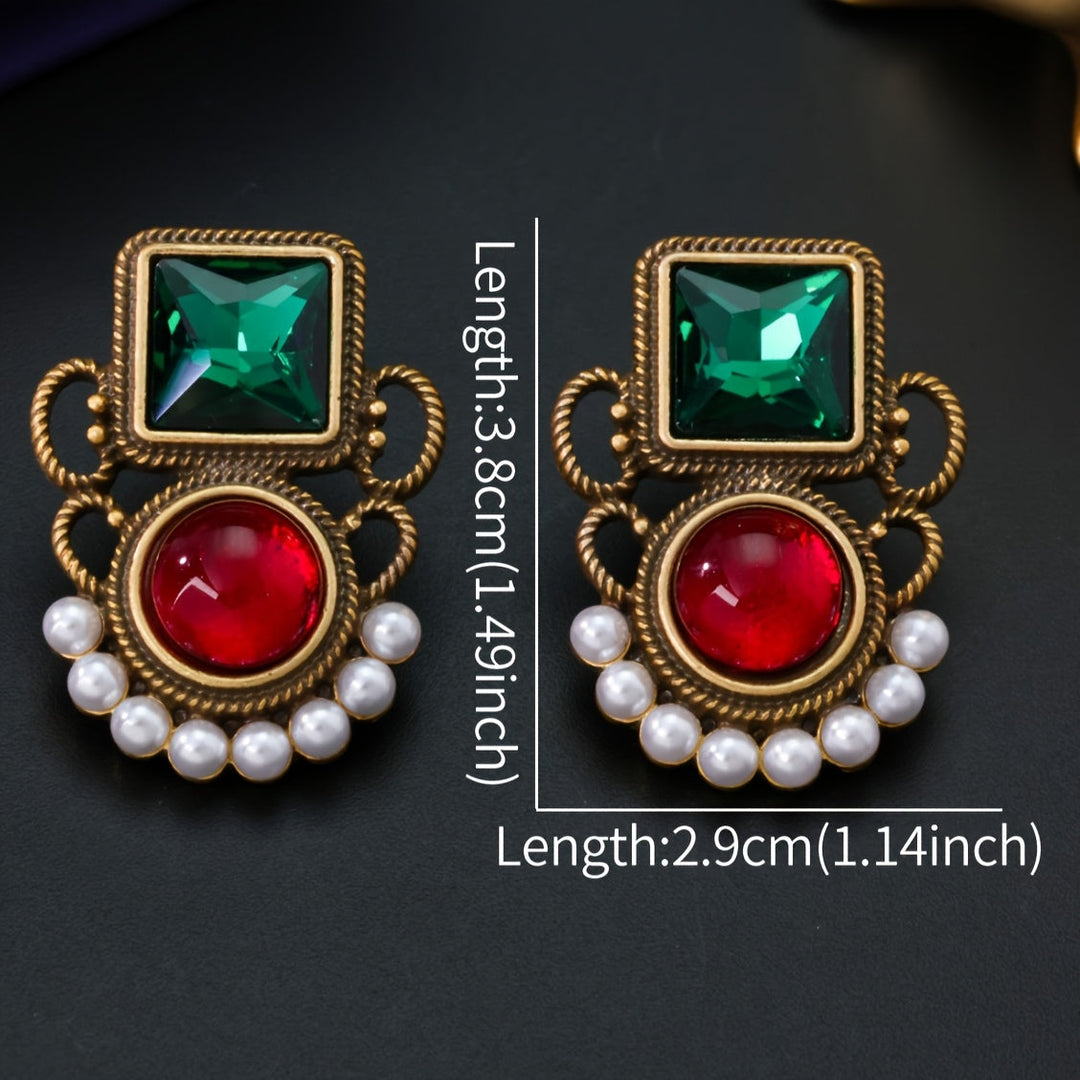Modern-Inspired Colorful Rhinestone Earrings