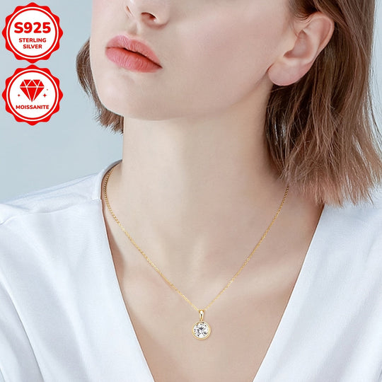 2-Carat 8mm Round Cut Moissanite Pendant Necklace
