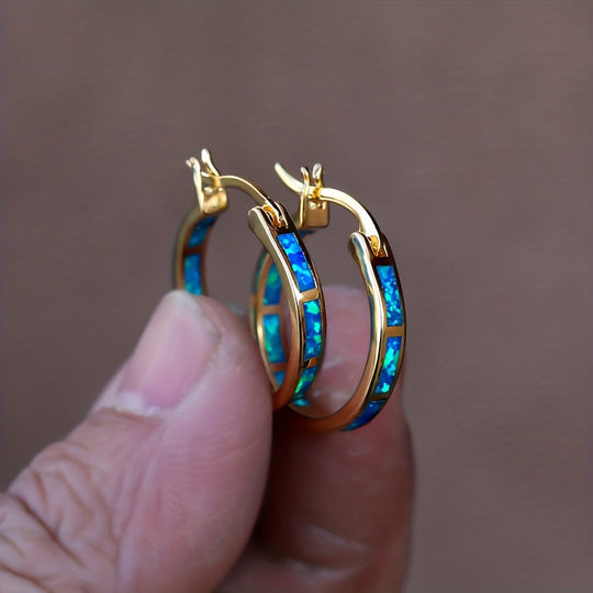 Timeless Boho Opal Hoop Earrings