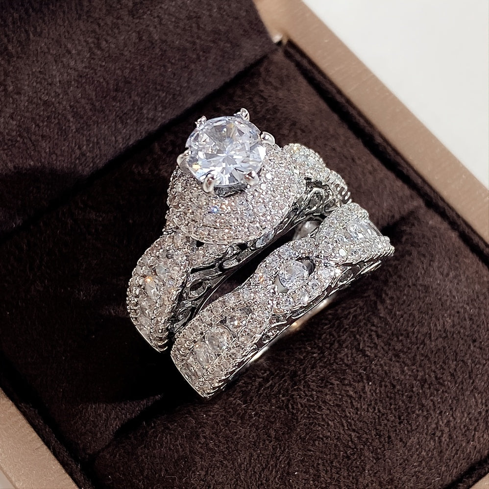 Luxurious Micro Pave Zirconia Ring Set