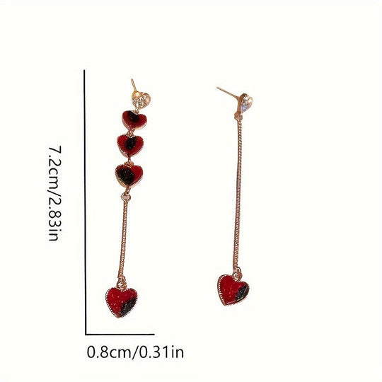Trendy Inspired Asymmetrical Heart Chain Earrings