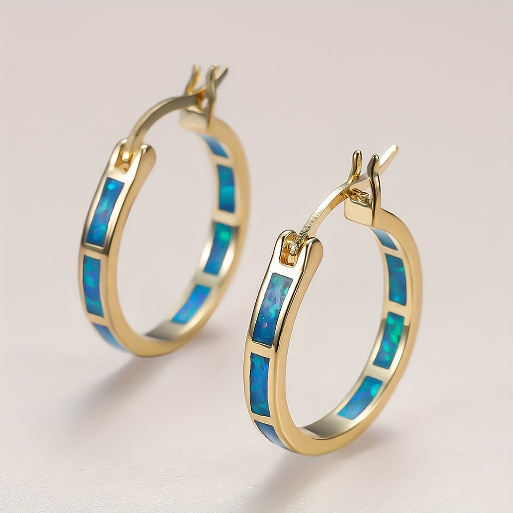 Timeless Boho Opal Hoop Earrings