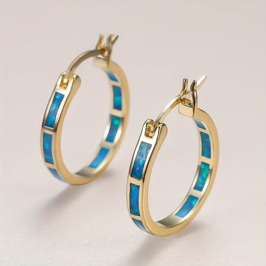 Timeless Boho Opal Hoop Earrings