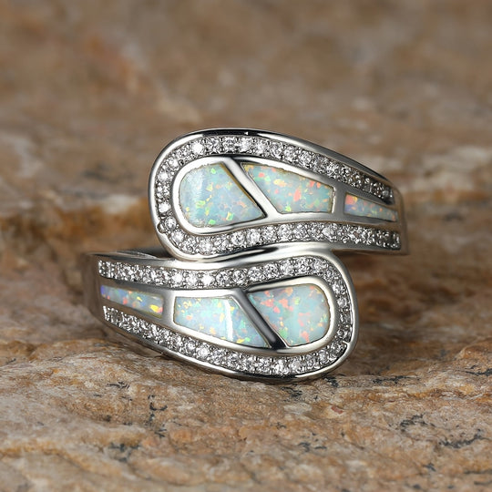 Boho Classic White Opal Stone Ring