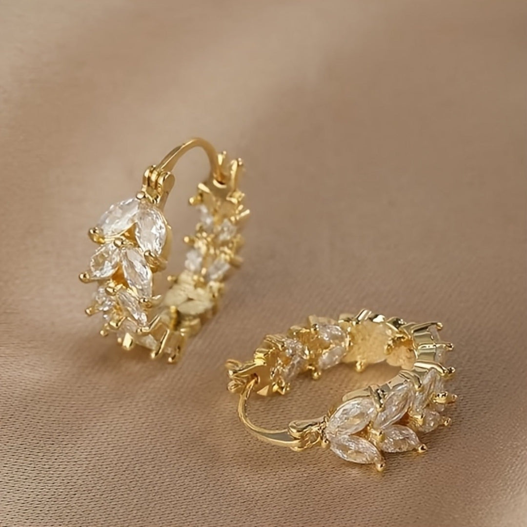 Elegant Rhinestones Wheat Hoop Earrings