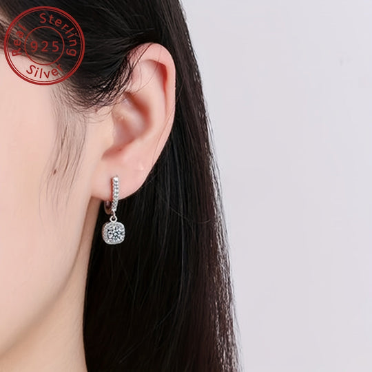 Silver Round Moissanite Earrings
