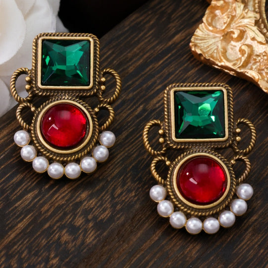 Modern-Inspired Colorful Rhinestone Earrings