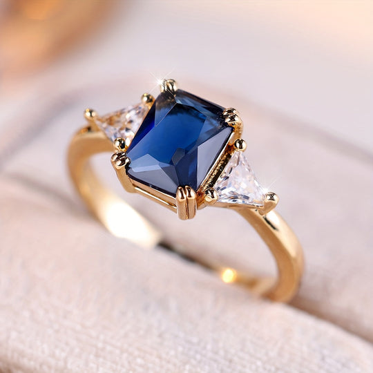 Classic Blue Square Zirconia Ring