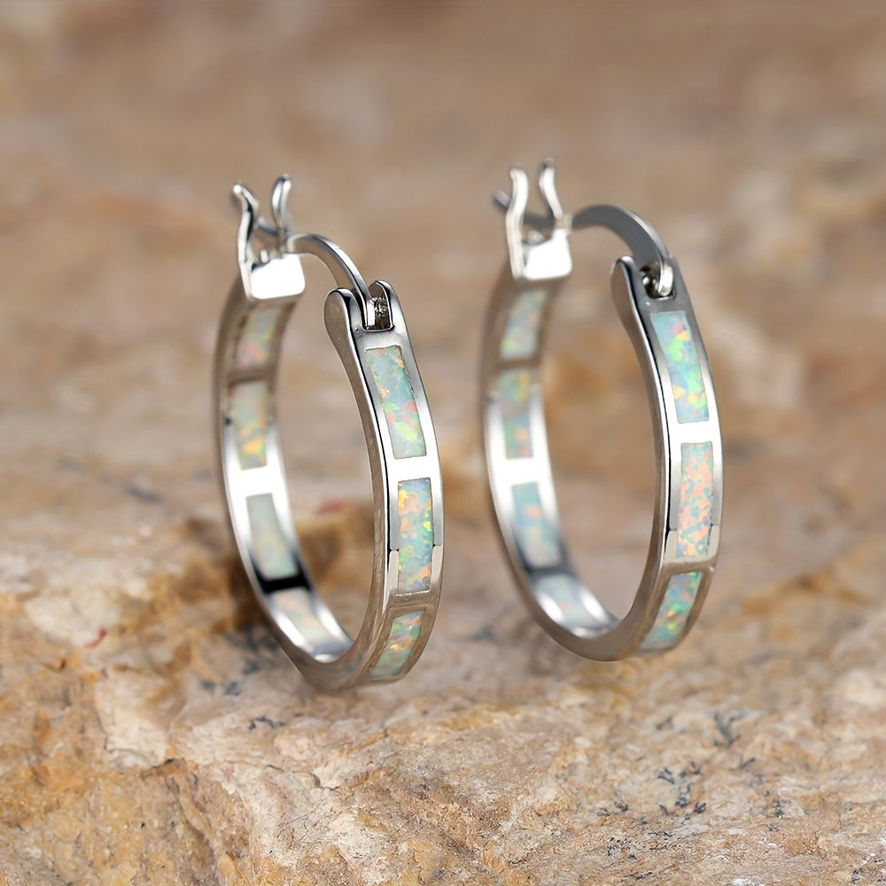 Timeless Boho Opal Hoop Earrings