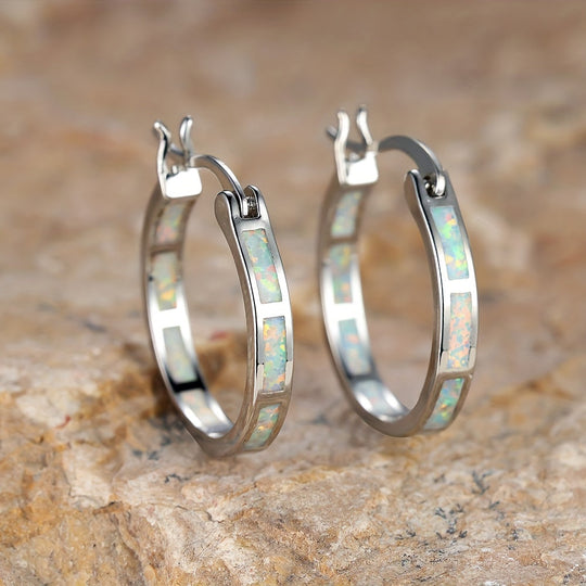 Timeless Boho Opal Hoop Earrings