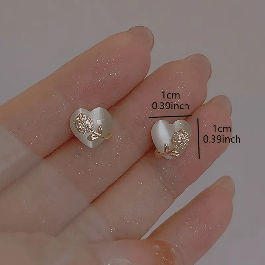 Sleek Style Heart-Shaped Rose Earrings