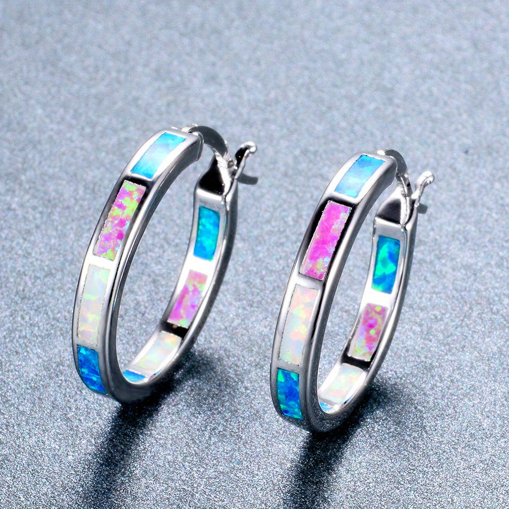 Timeless Boho Opal Hoop Earrings