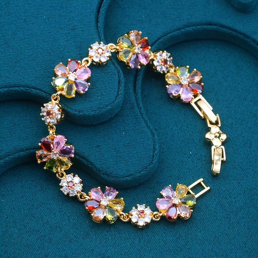 Elegant Classic-Inspired Colorful Zirconia Bracelet
