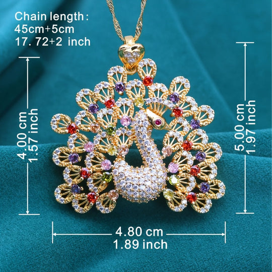 Modern Peacock-Inspired PeaRooster Pendant Necklace