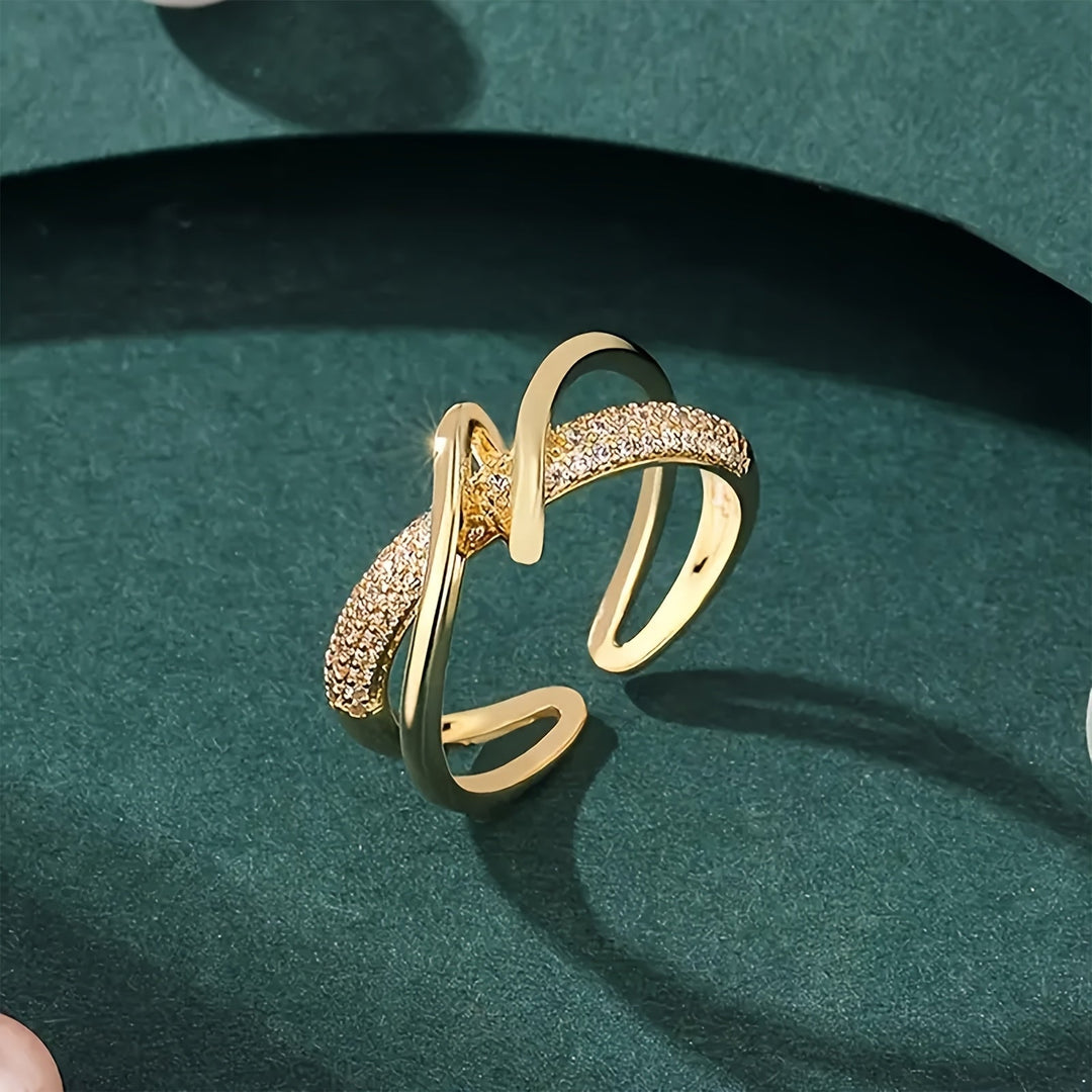 Adjustable Cubic Zirconia Cuff Ring