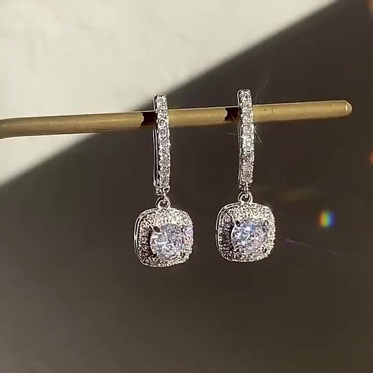 Silver Round Moissanite Earrings
