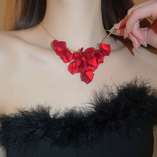 Trendy Elegant Floral Petal Tassel Necklace