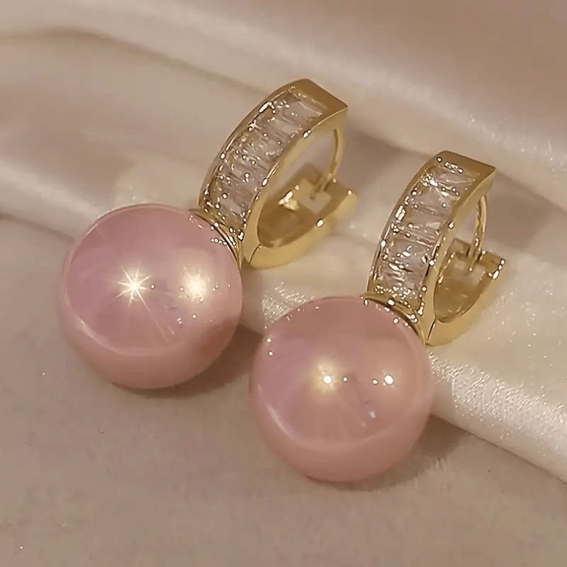 Timeless Pink Pearl Zirconia Earrings