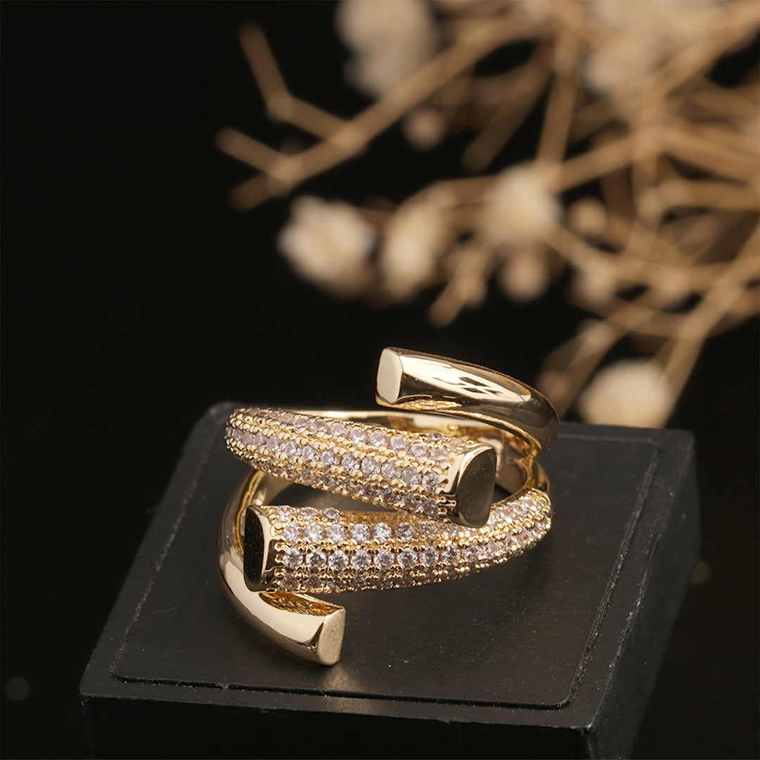 Unique Inlaid  Zirconia Open Ring