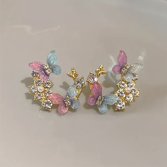 Fashionable Butterfly Rhinestones Earrings