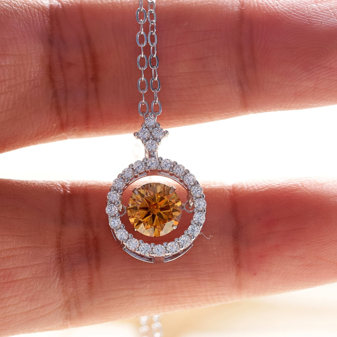 Moissanite Pendant Silver Necklace