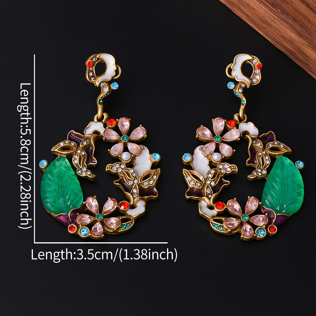Elegant Stylish Floral Enamel Drop Earrings