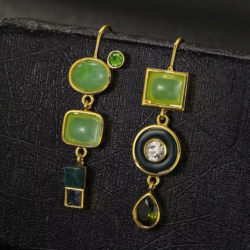 Modern Green Drop Earrings