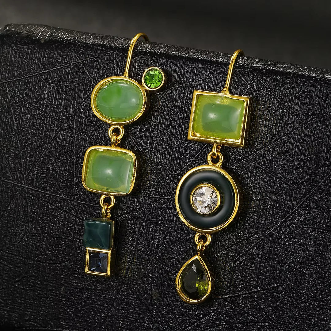 Modern Green Drop Earrings