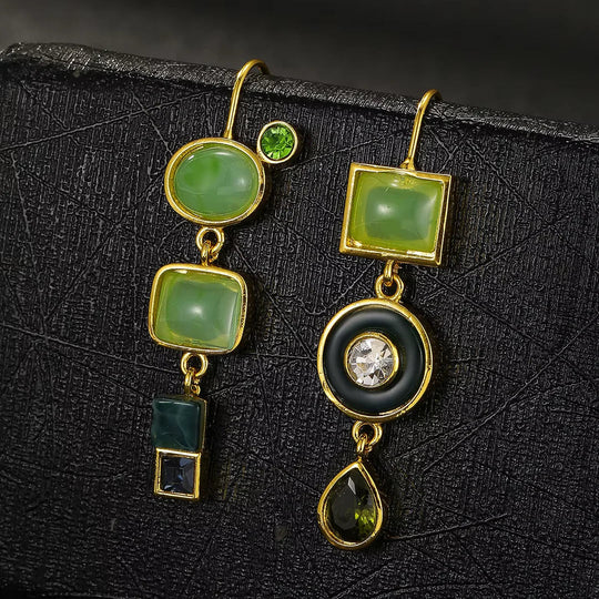 Modern Green Drop Earrings
