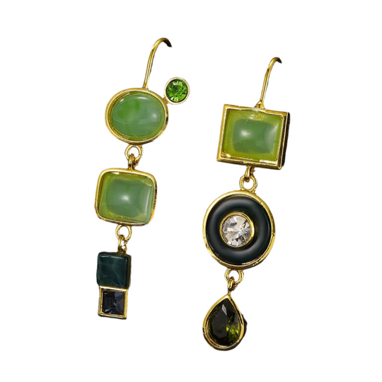 Modern Green Drop Earrings