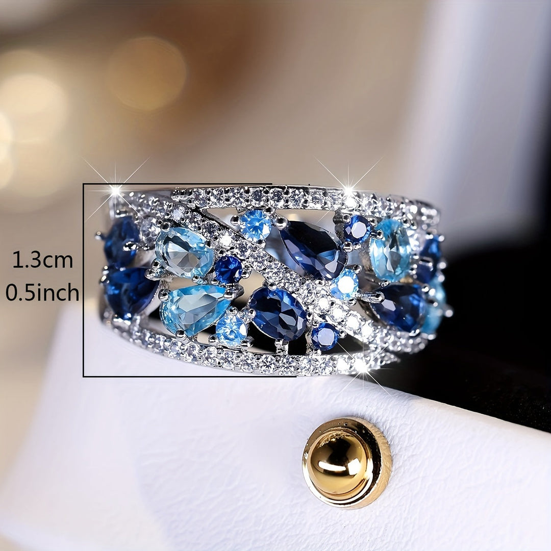 Trendy Blue Gemstone Promise Ring