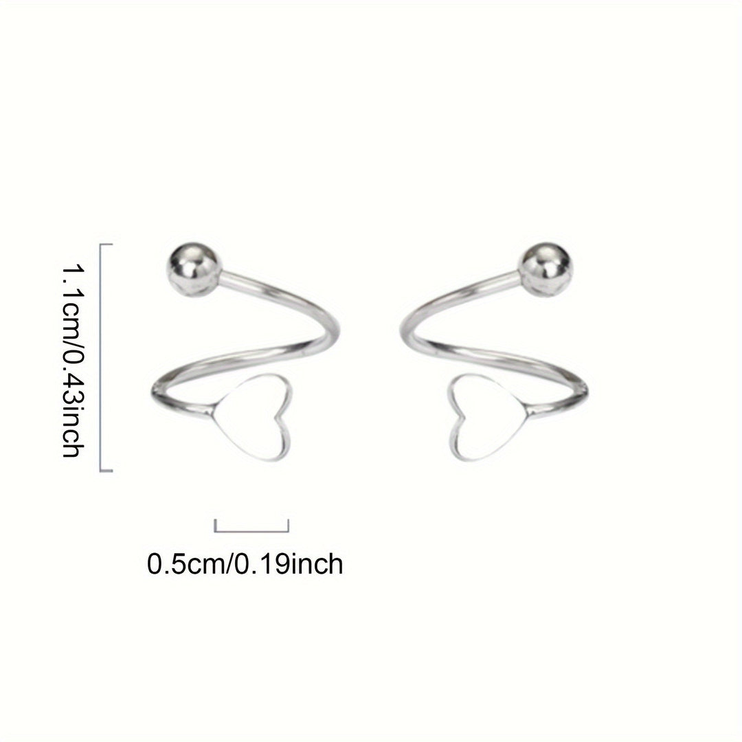 Chic Heart Screw Back Spiral Earrings