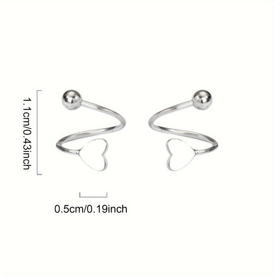 Chic Heart Screw Back Spiral Earrings