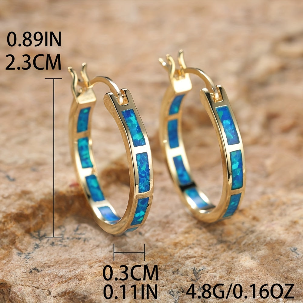 Timeless Boho Opal Hoop Earrings