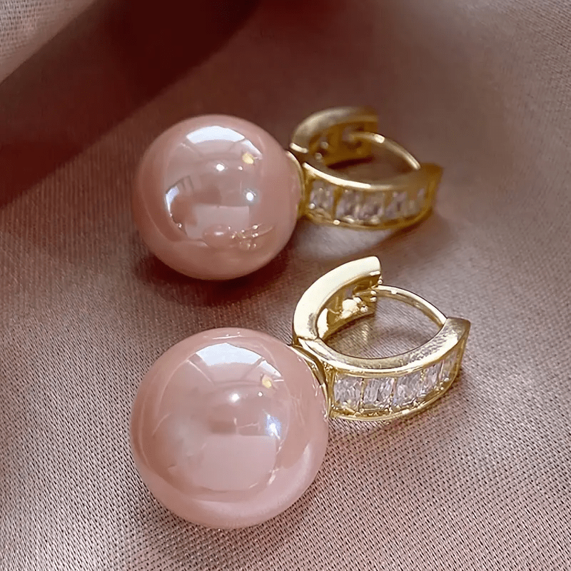 Timeless Pink Pearl Zirconia Earrings