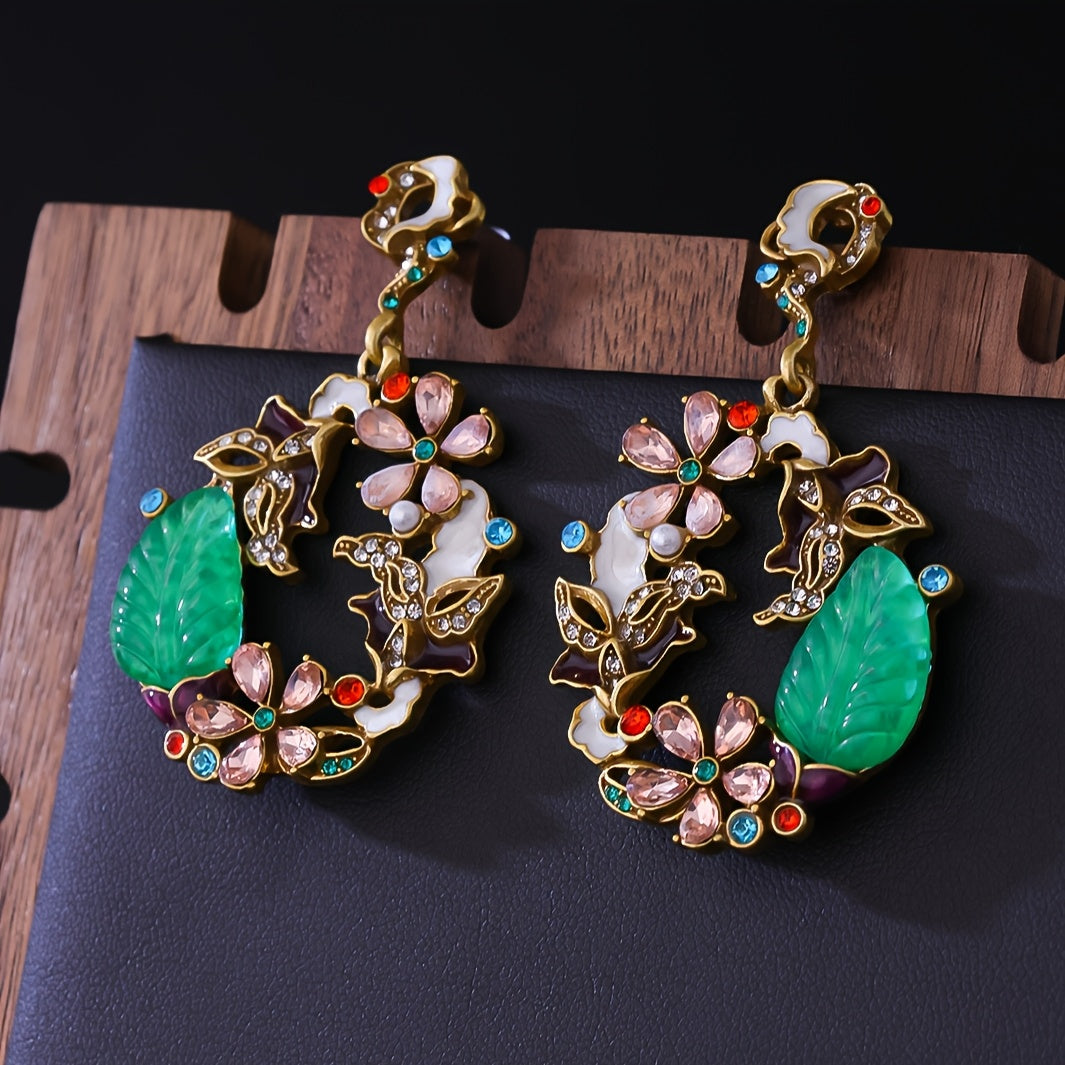 Elegant Stylish Floral Enamel Drop Earrings