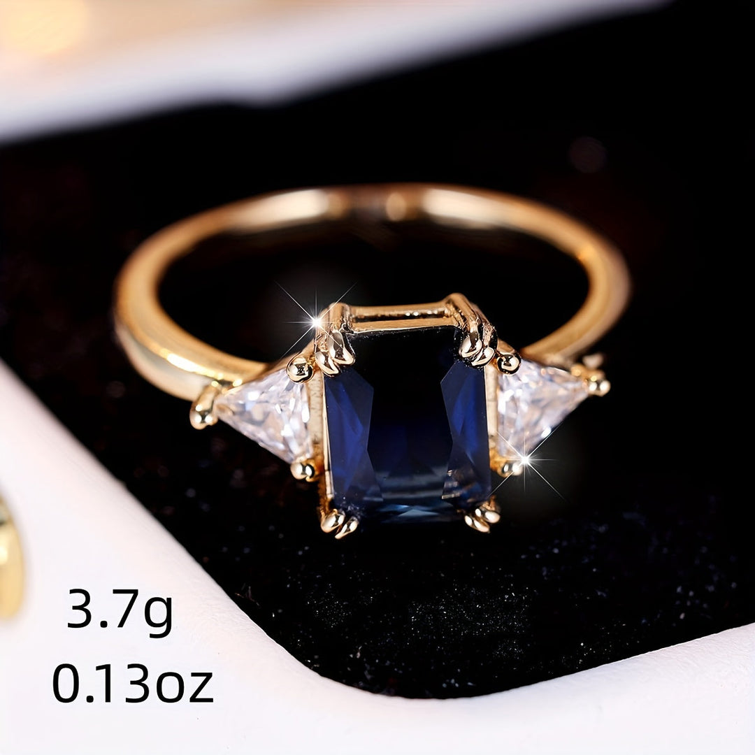 Classic Blue Square Zirconia Ring