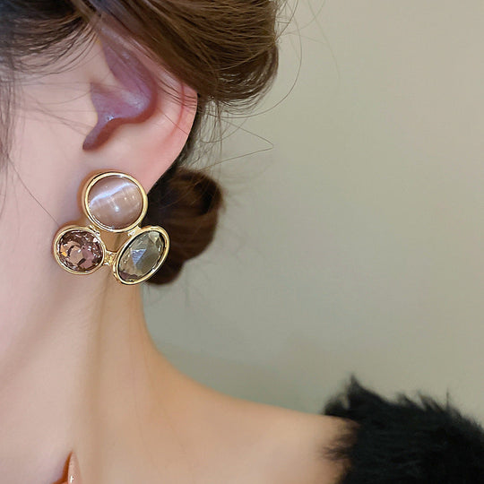 Trendy Style Oval Hollow Earrings