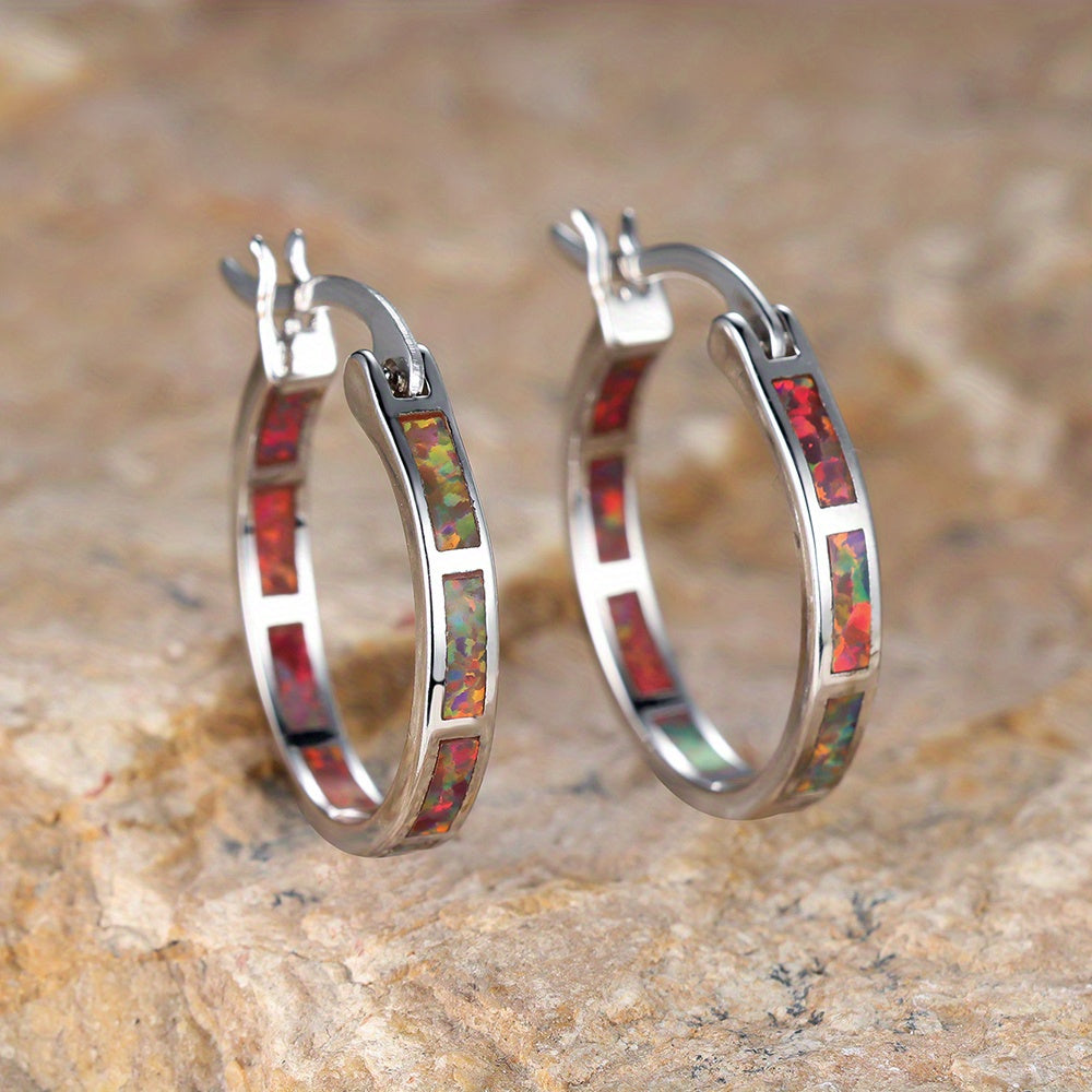 Timeless Boho Opal Hoop Earrings