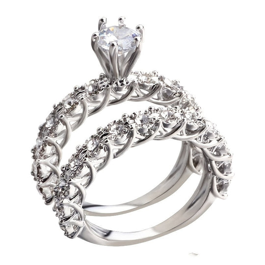 Two-piece Zirconia Band Ring Set