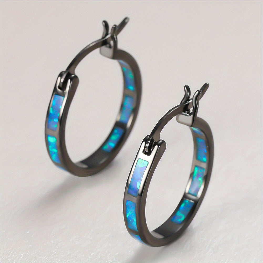 Timeless Boho Opal Hoop Earrings