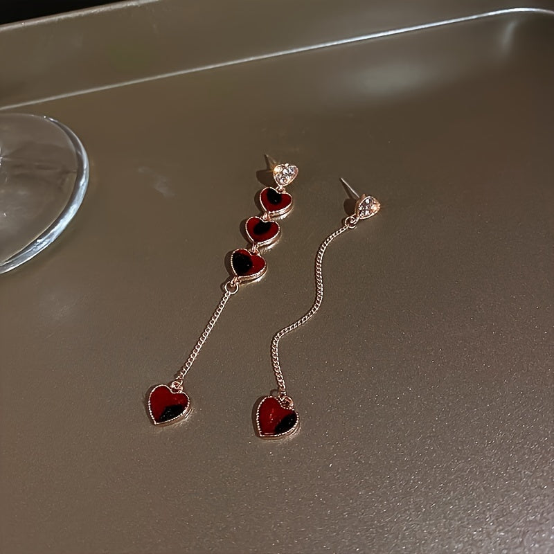 Trendy Inspired Asymmetrical Heart Chain Earrings