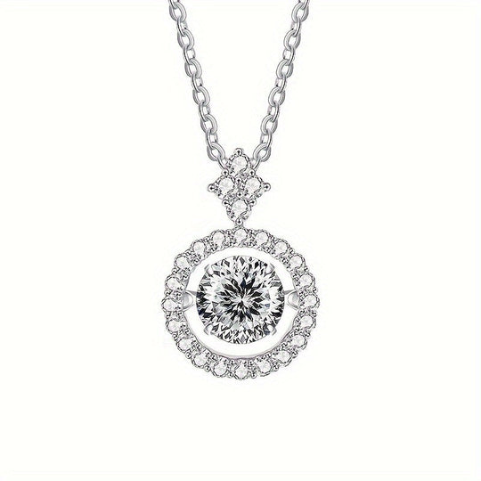 Moissanite Pendant Silver Necklace