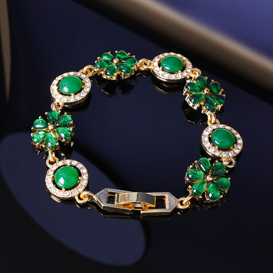 Trendy Floral Green Stone Bracelet