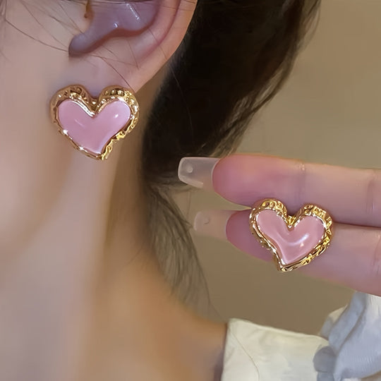 Sweet Peach Hearts Earrings