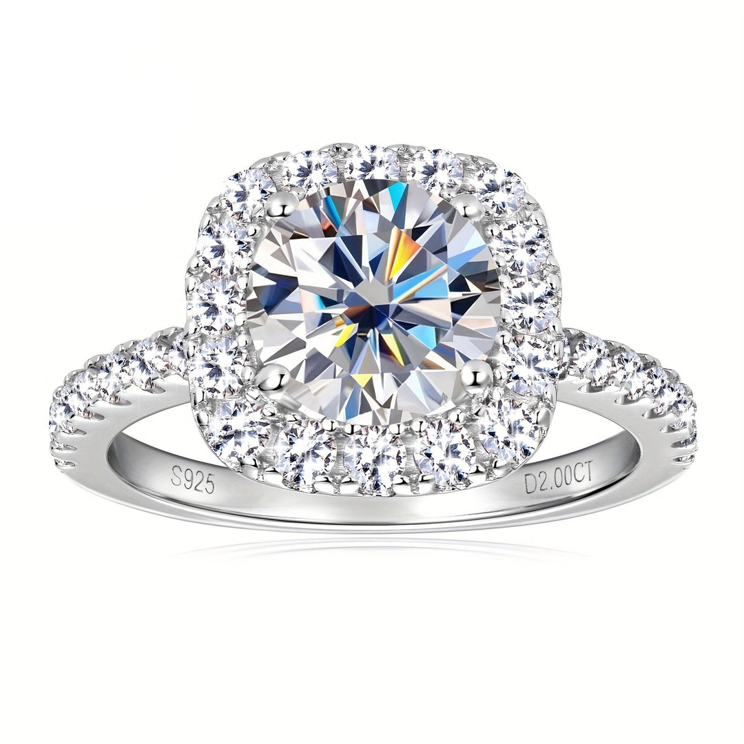 Silver Moissanite Engagement Ring