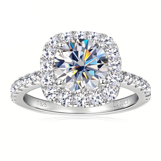 Silver Moissanite Engagement Ring