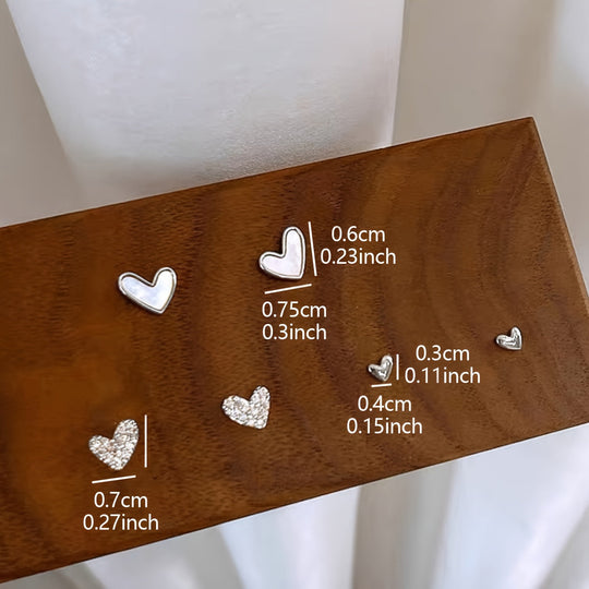3 Pairs Simple Heart Earrings
