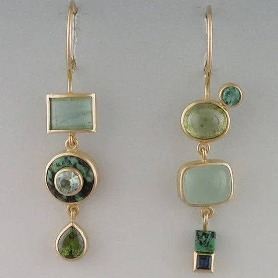 Modern Green Drop Earrings